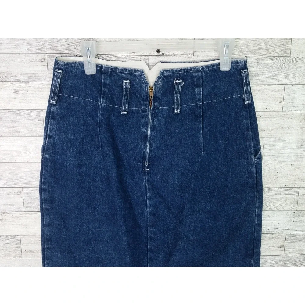Vintage YES Clothing Denim Jean Skirt Blue Panel Pencil Skirt Sz 13 32x32‎